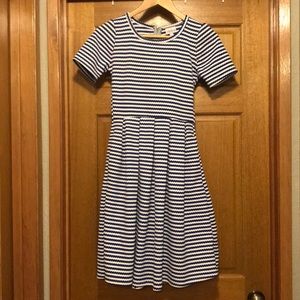 Navy and White Striped Lularoe Amelia Dress